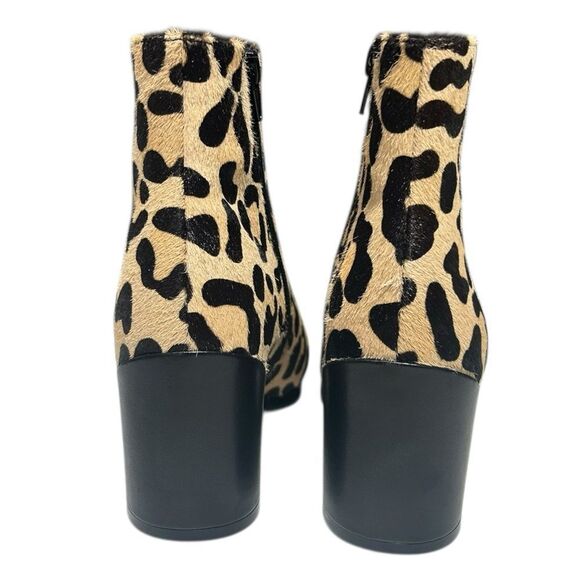 Van Eli Calf Hair Leopard Print Ankle Boots Size 7 Block Heel Cheetah Print - Picture 5 of 15